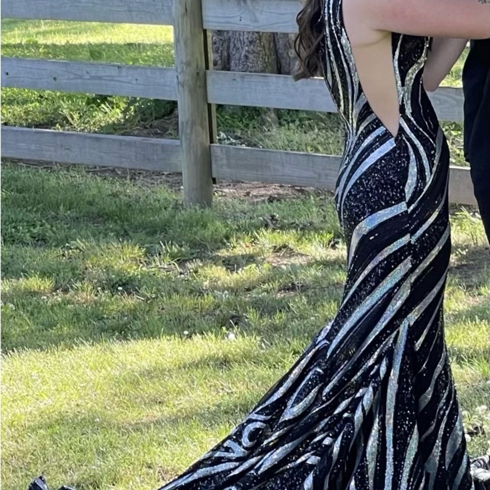 Jovani Black and Silver Prom Gown